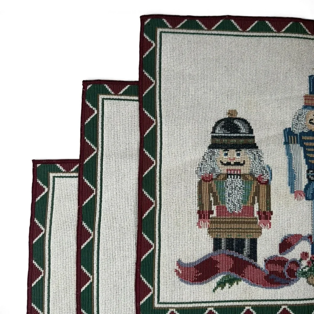 Set of 3 Vintage Nutcracker Tapestry Placemats Classic Traditional Christmas